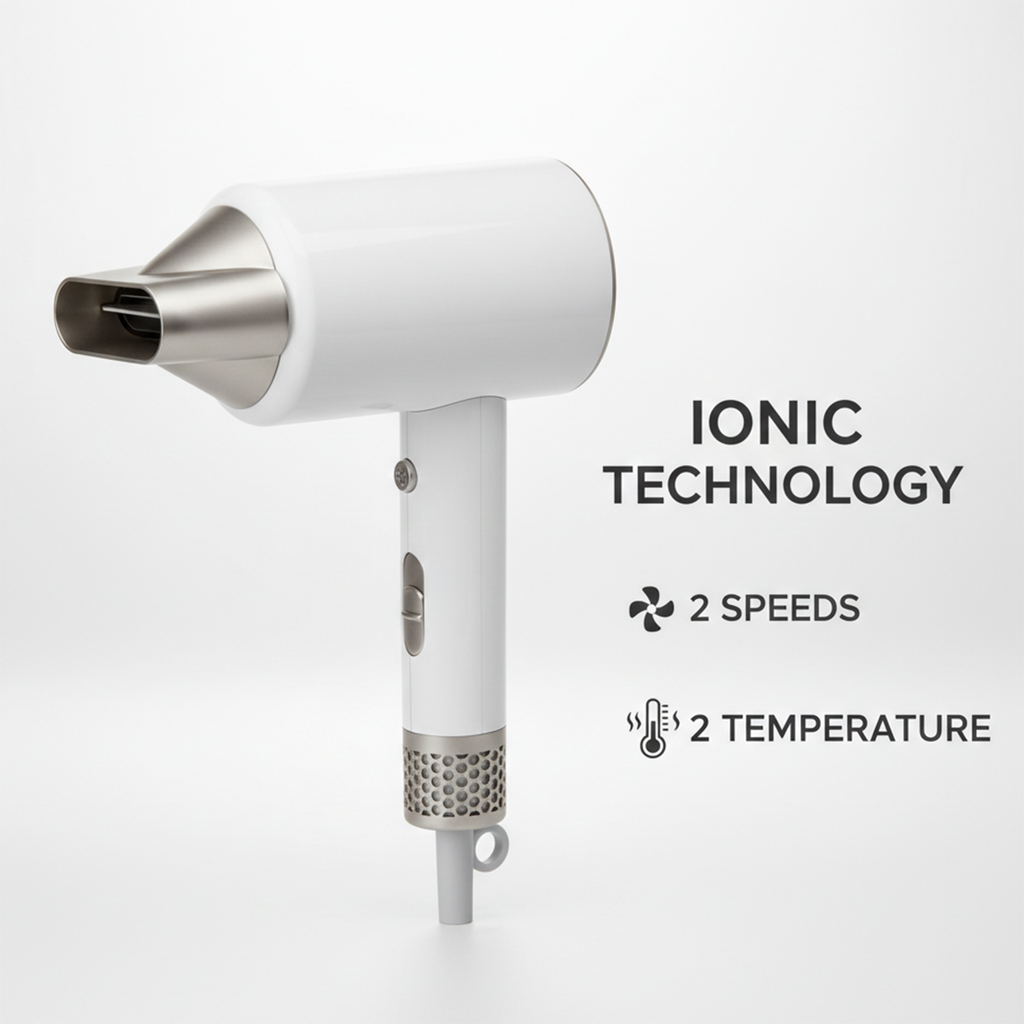ExtraStar 1600W–2000W Ionic Hair Dryer (NAT-2285B) – White