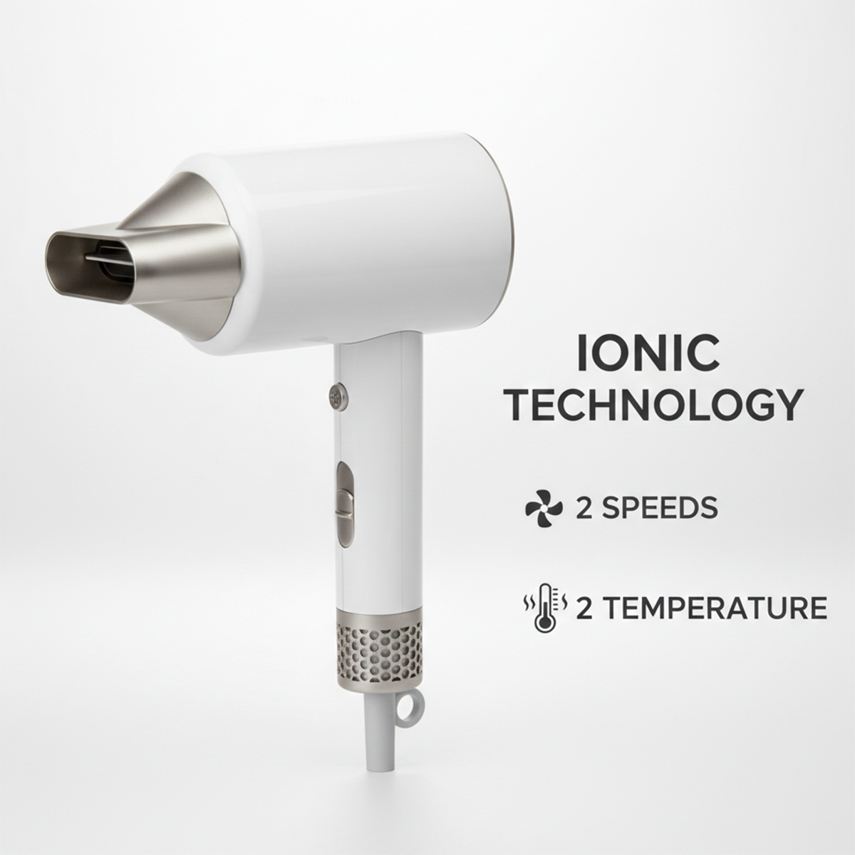 ExtraStar 1600W–2000W Ionic Hair Dryer (NAT-2285B) – White