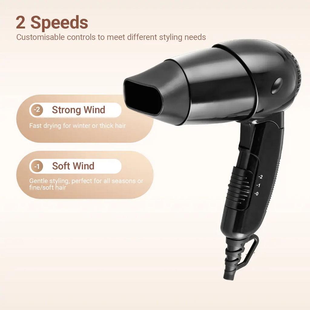 ExtraStar 1200W Foldable Travel Hair Dryer (NAT-209) - Black
