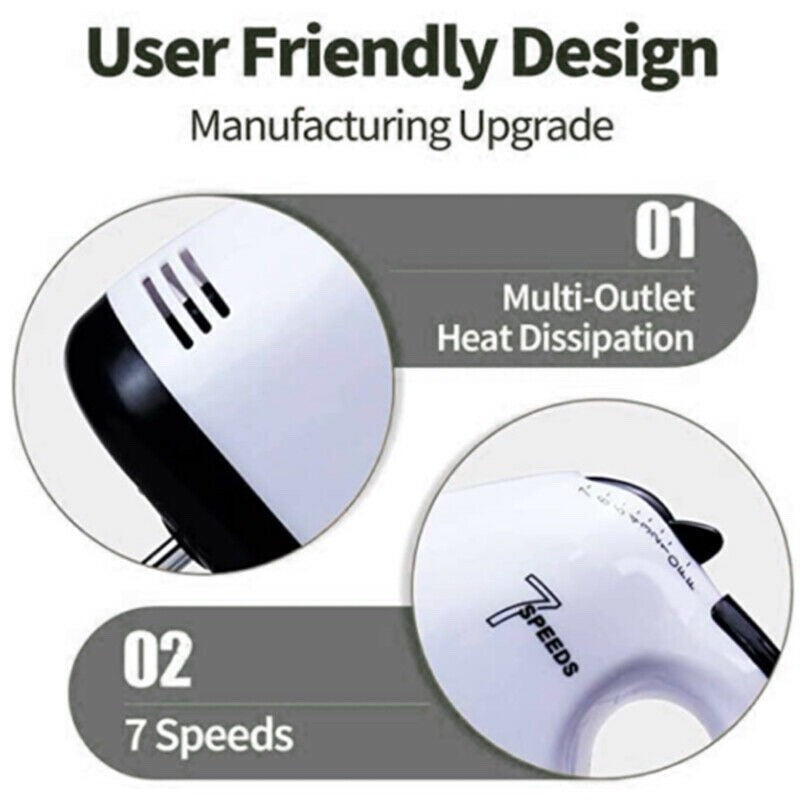 Infapower 7-Speed Electric Hand Mixer with 4 Attachments (X101)