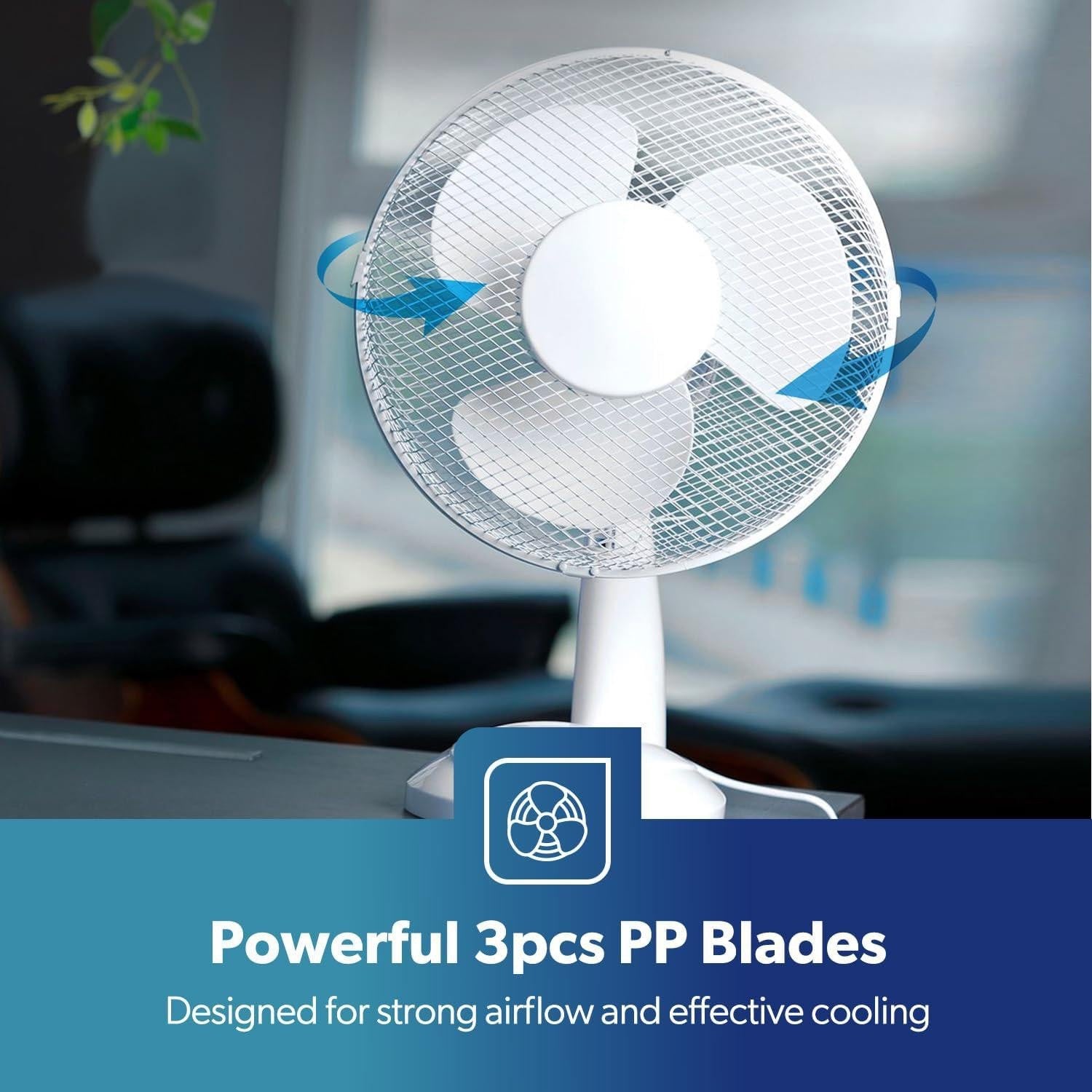 Pro-Elec 9” Oscillating Desk Fan - White