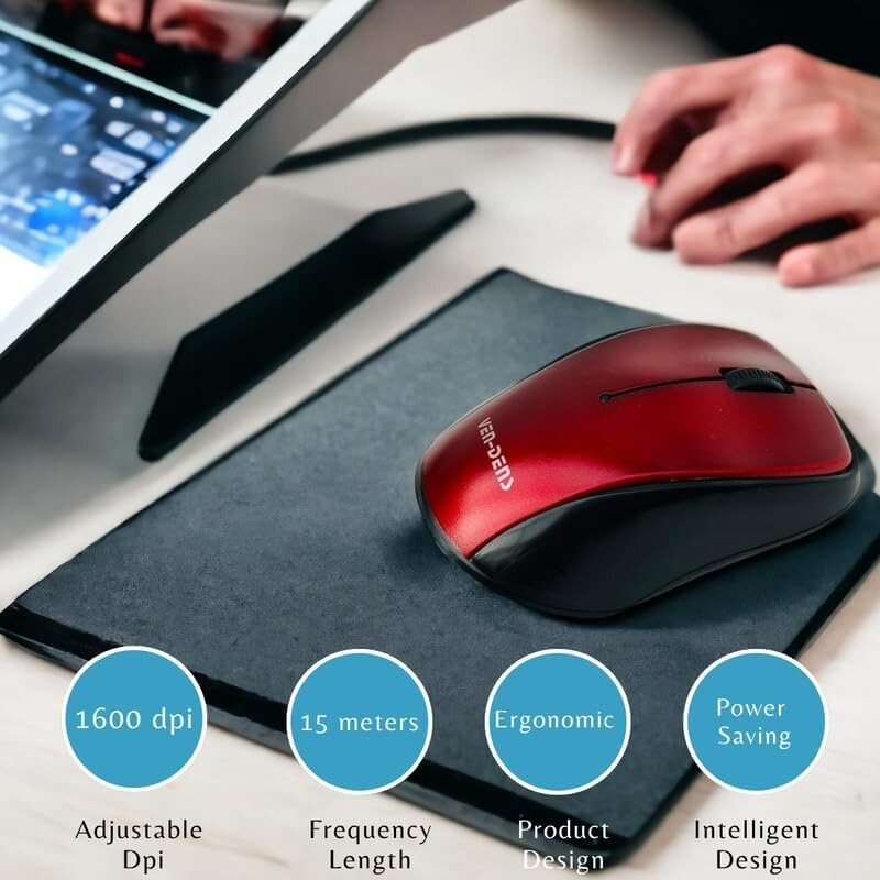 Ven-Dens Wireless Mouse (VD-MS002) - Red