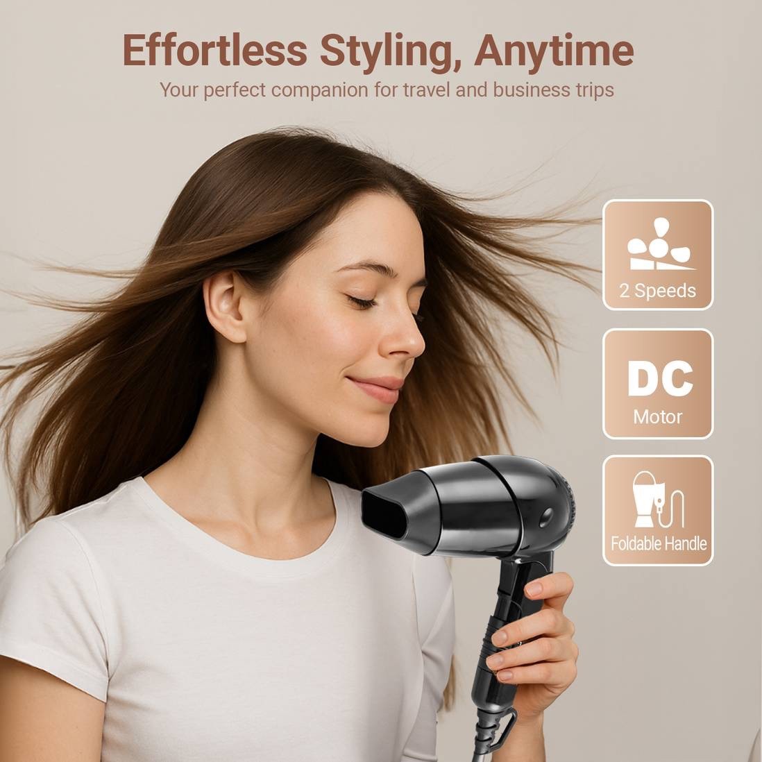 ExtraStar 1200W Foldable Travel Hair Dryer (NAT-209) - Black