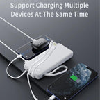 Ven-Dens 20000mAh 3-in-1 Power Bank with Built-In Cables & LED Torch (VD-PB059) - White