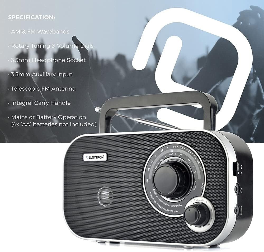 Lloytron Calypso Portable AM/FM Radio (N2405BK)