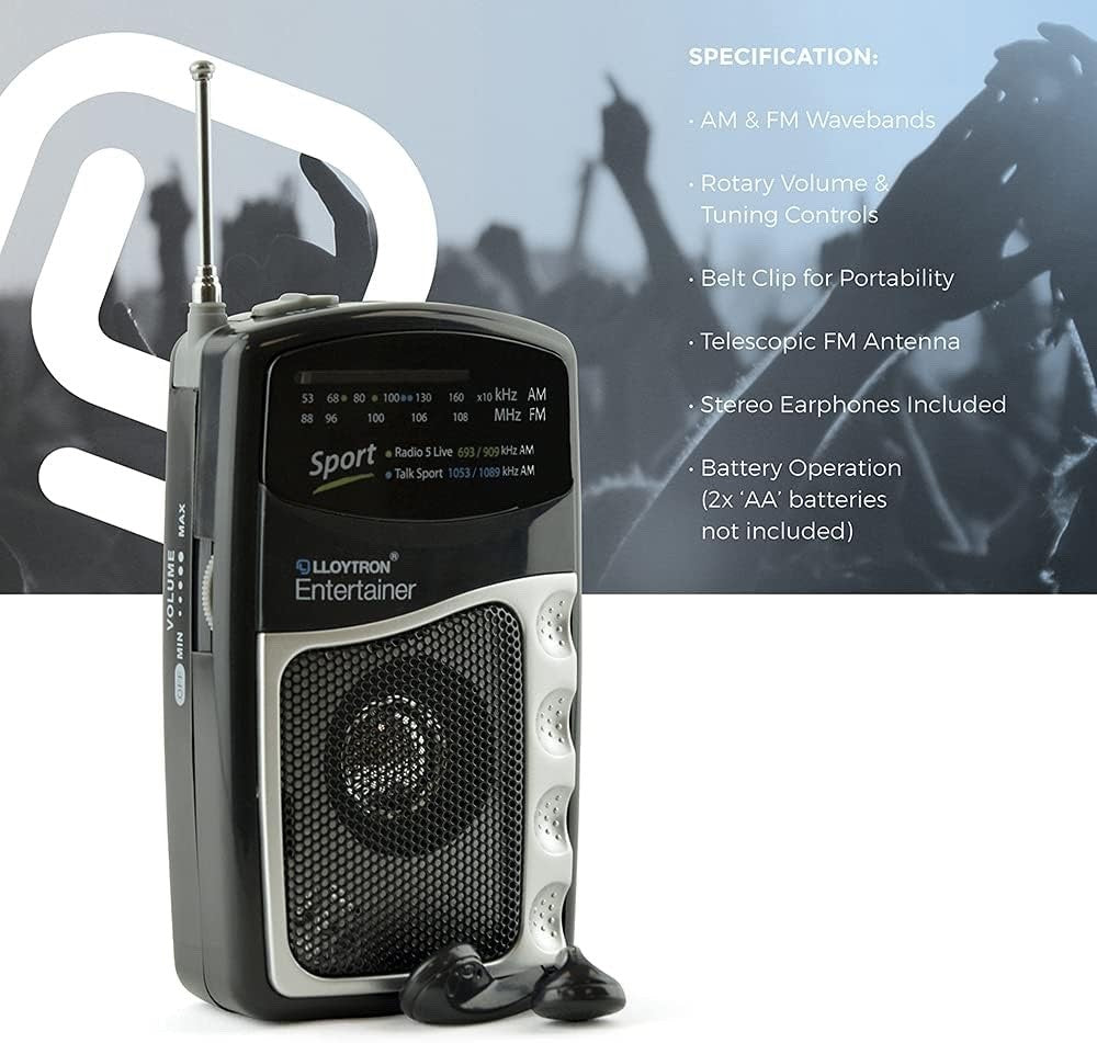 Lloytron Entertainer AM/FM Personal Sports Radio (N2201BK)