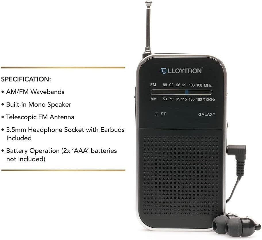 Lloytron Compact AM/FM Personal Radio (N2202BK)