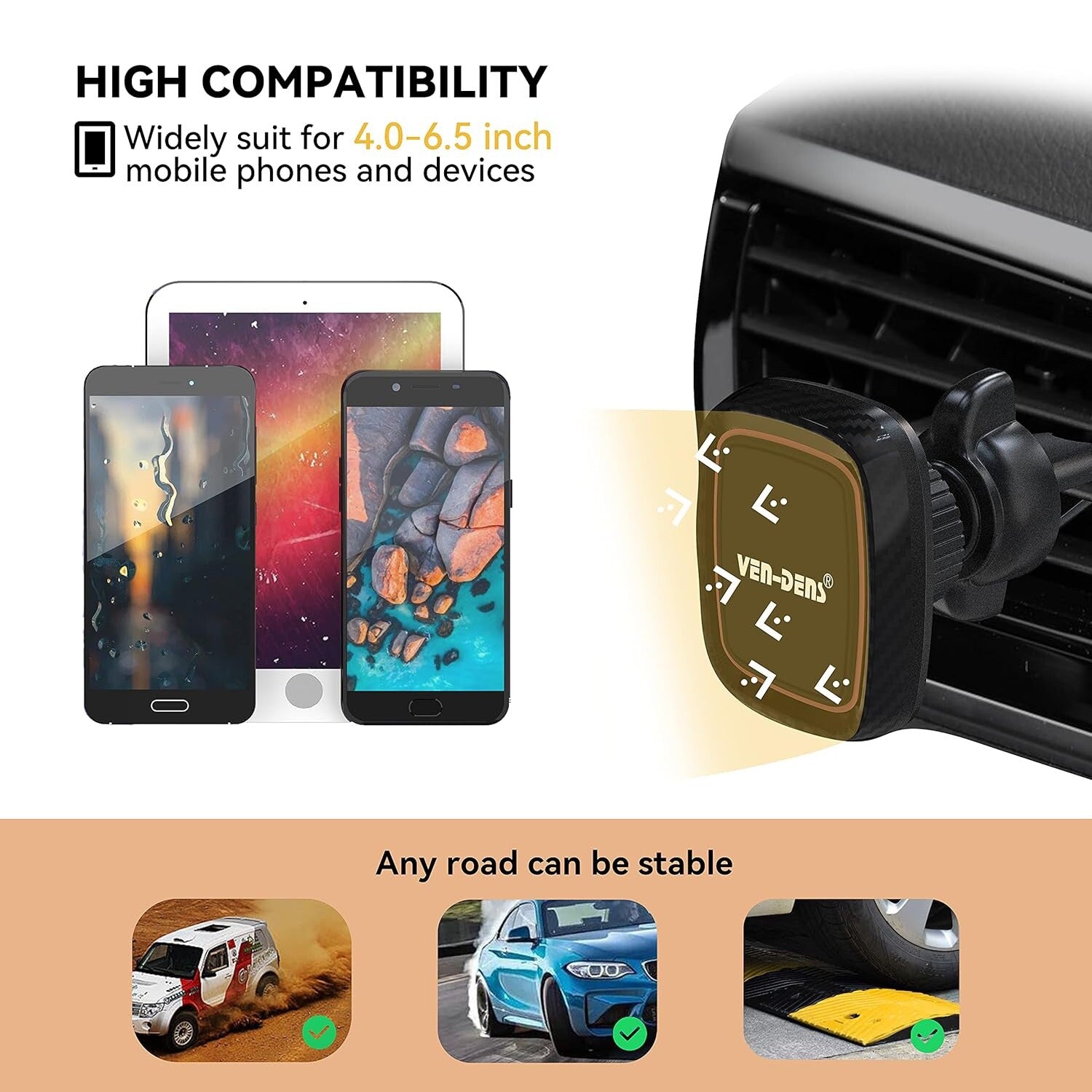 Ven-Dens Magnetic Car Phone Holder Air Vent Mount (VD-HD015)