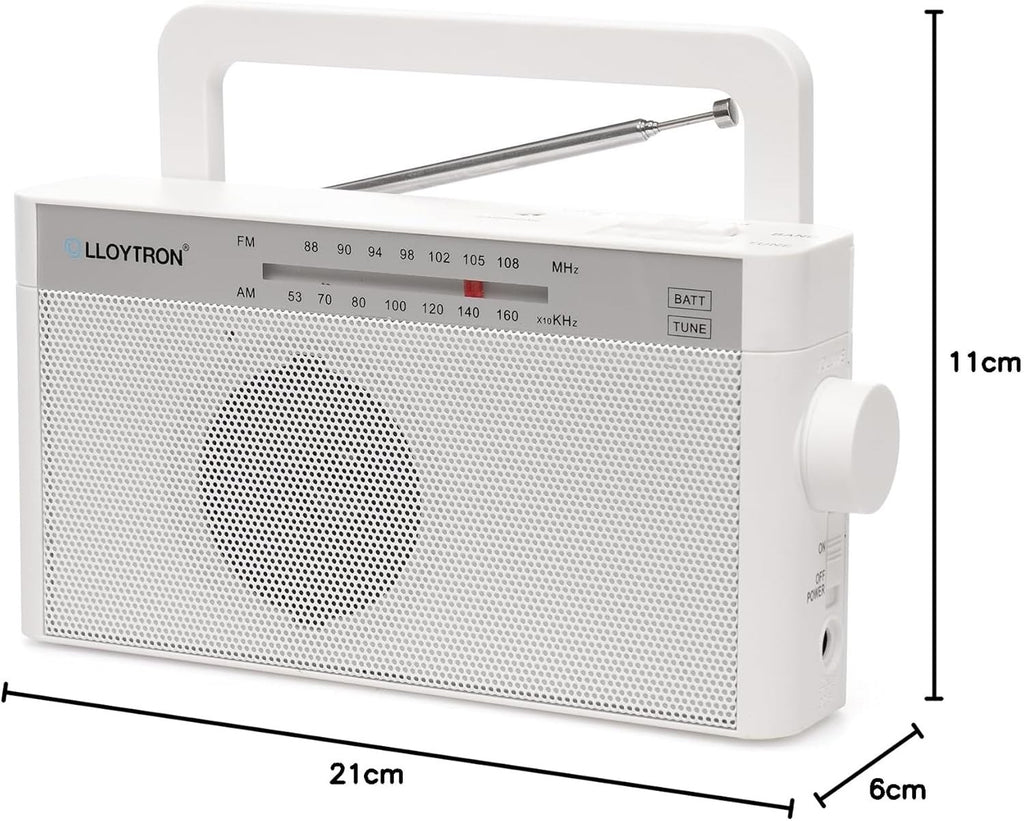 Lloytron Rhythm Rechargeable AM/FM Portable Radio (N2408WH) - White