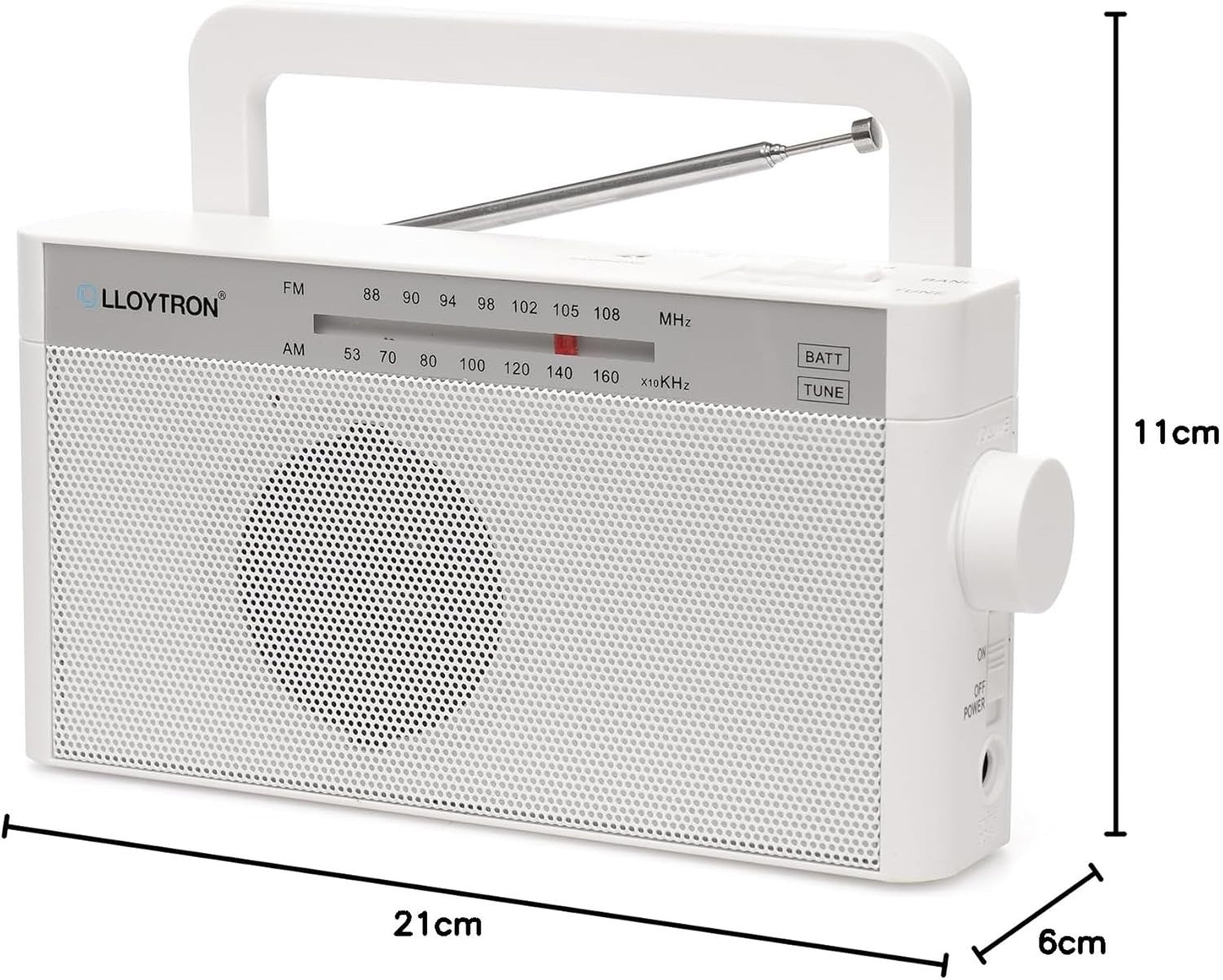 Lloytron Rhythm Rechargeable AM/FM Portable Radio (N2408WH) - White