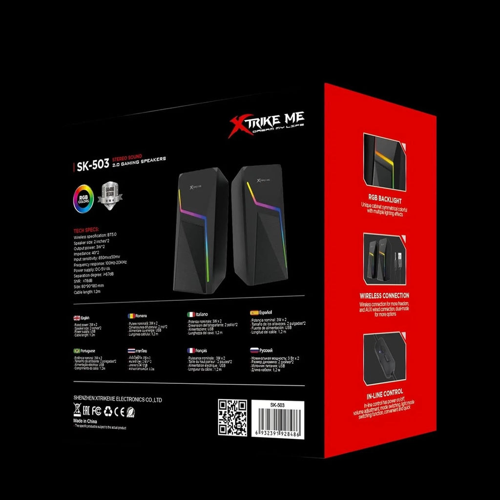 XTrike Me RGB Gaming Speakers 6W Bluetooth 5.0/AUX (SK-503)