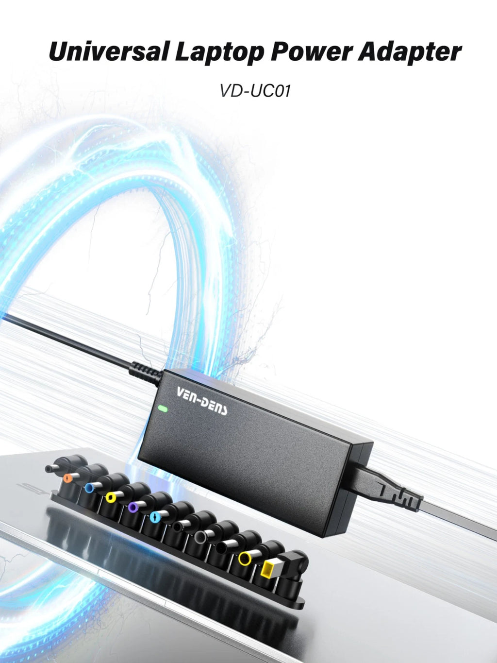 Ven-Dens 65W Universal Laptop Charger with 11 Tips (VD-UC01)
