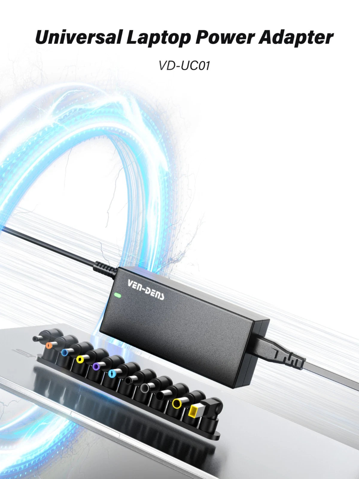Ven-Dens 65W Universal Laptop Charger with 11 Tips (VD-UC01)