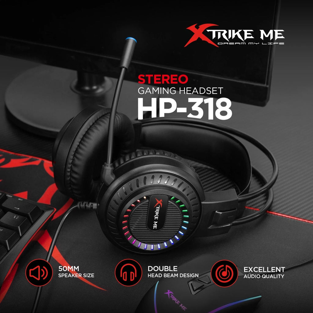 XTrike Me RGB Gaming Headset Stereo Mic for PC/PS5/Xbox (HP-318)