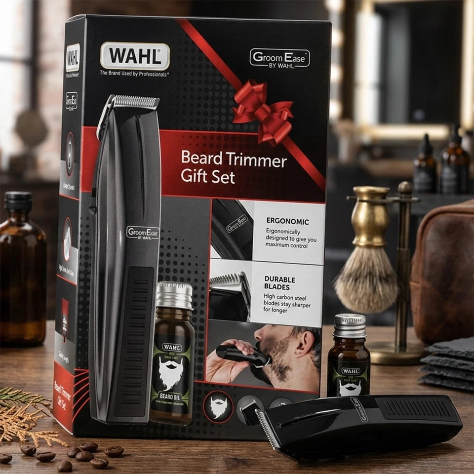 WAHL Battery Beard Trimmer Grooming Gift Set with Oil (5537-802)