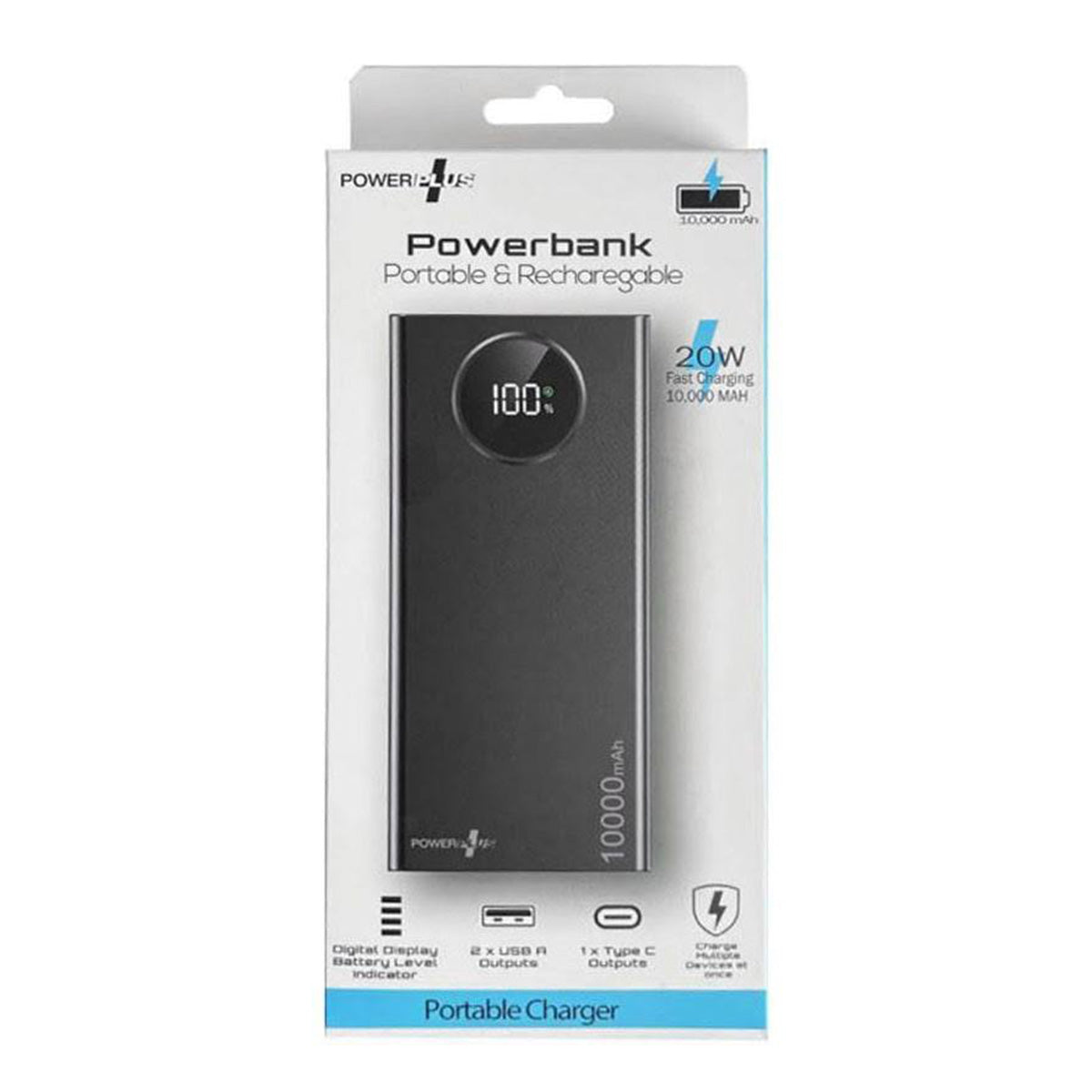 Powerplus 10000mAh Power Bank USB-C & Dual USB-A (9192)