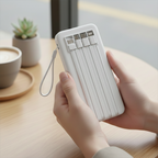 Ven-Dens 20000mAh 3-in-1 Power Bank with Built-In Cables & LED Torch (VD-PB059) - White