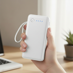Ven-Dens 20000mAh 3-in-1 Power Bank with Built-In Cables & LED Torch (VD-PB059) - White